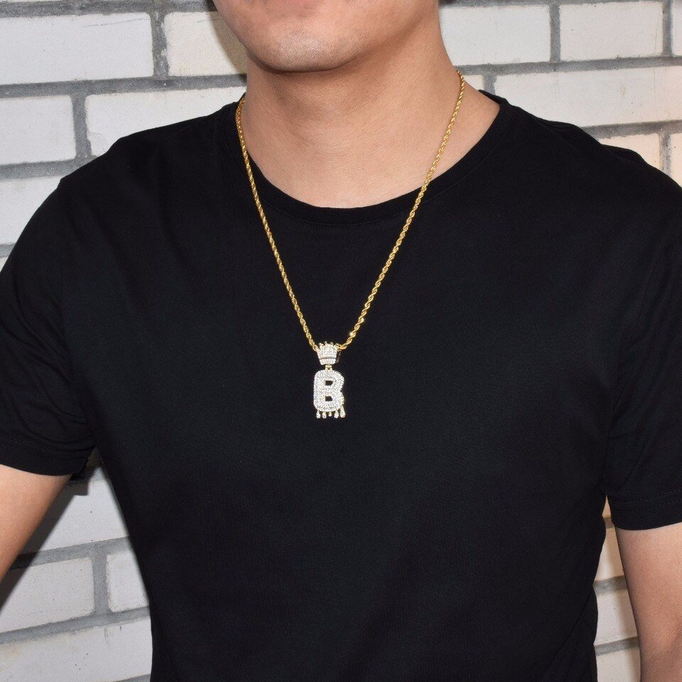 Initial Letter Necklace with Crown - 3