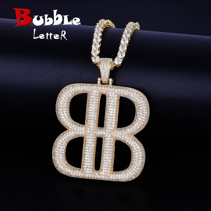 Pendentif Double B en Zircon - 1