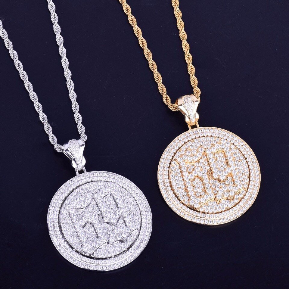 Rotating Zircon Pendant Necklace - 7