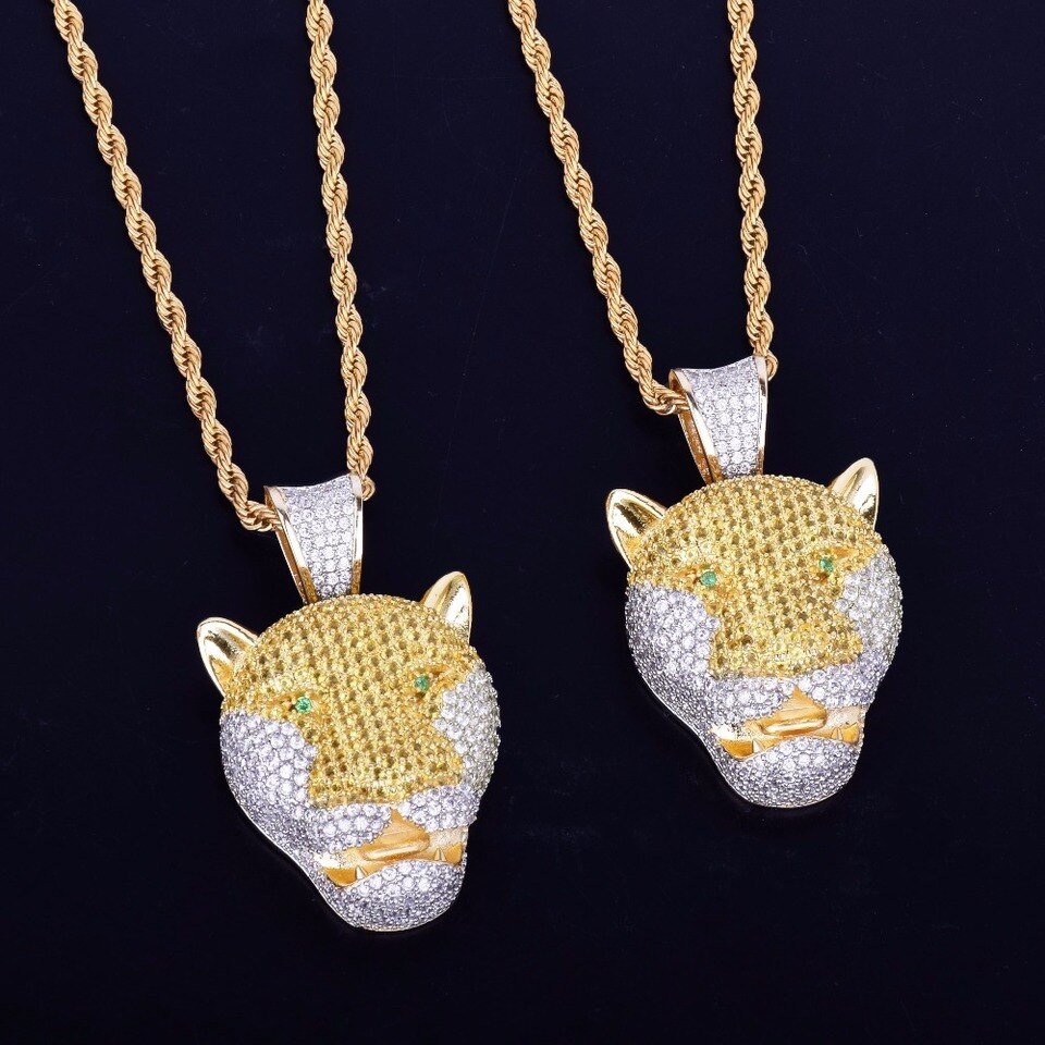Gold Leopard Head Pendant with Zircon - 5