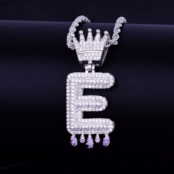 Pendentif Lettres Violettes à Couronne - 2