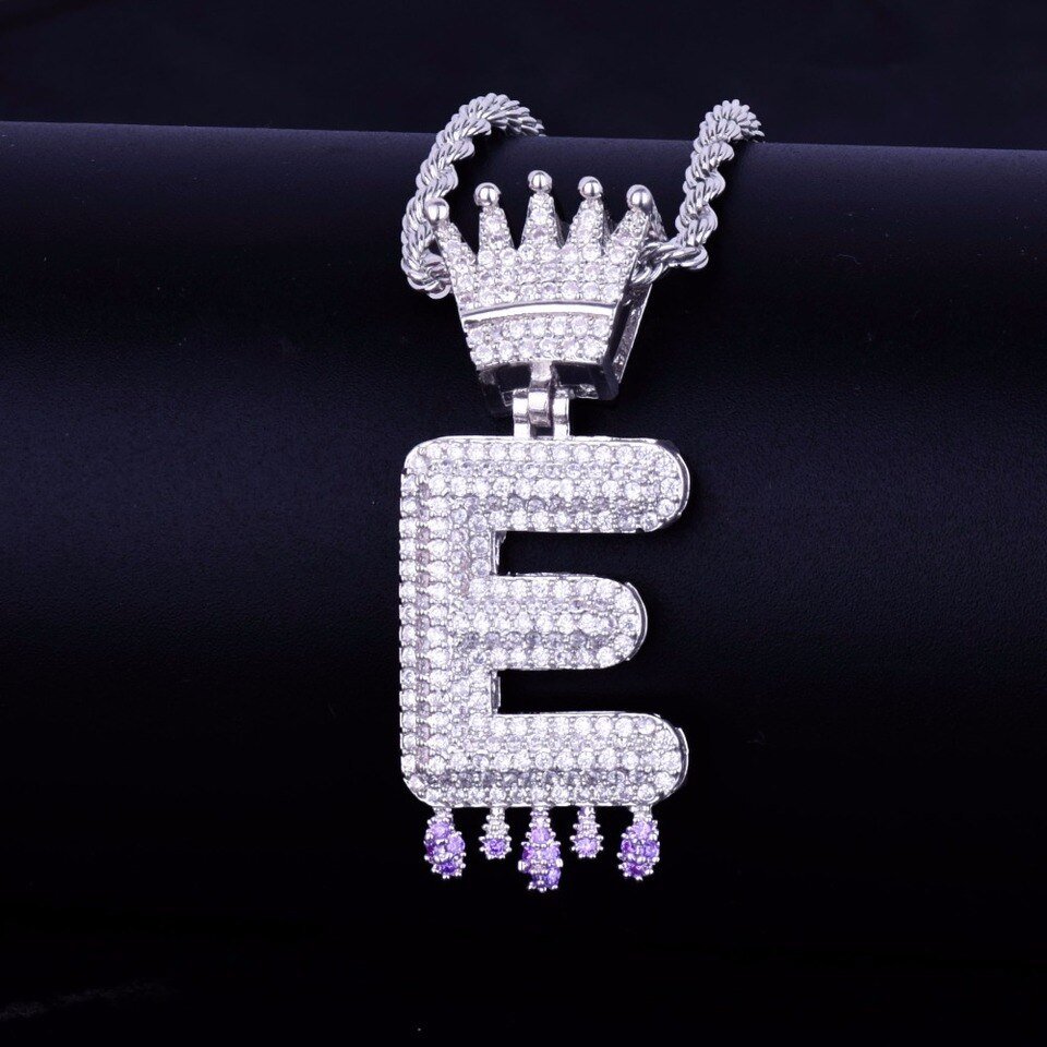 Purple Letter Pendant with Crown - 2