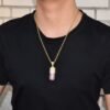 Gold Pill Necklace with Zircon - 9