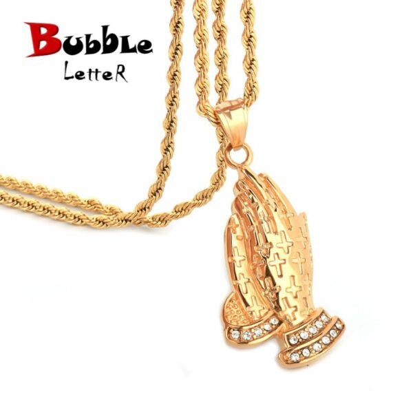 Pendentif Mains en Prière en Acier Inoxydable - 1