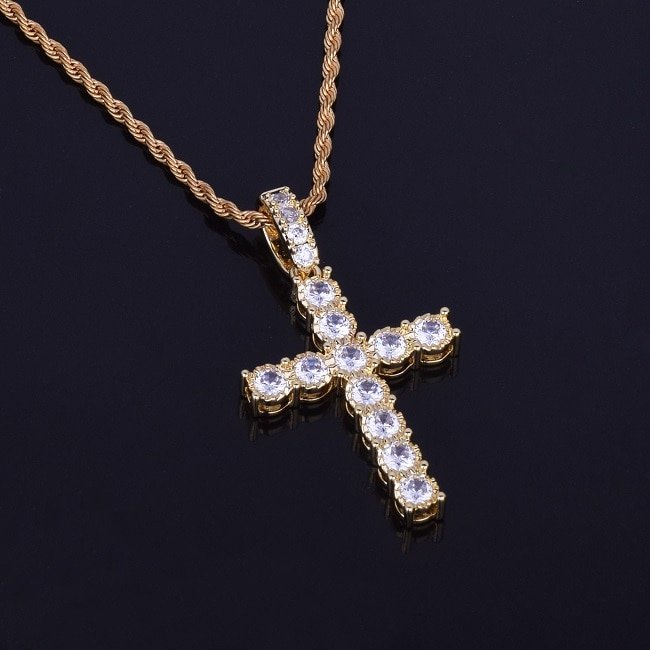 Pendentif Croix Dorée en Cuivre