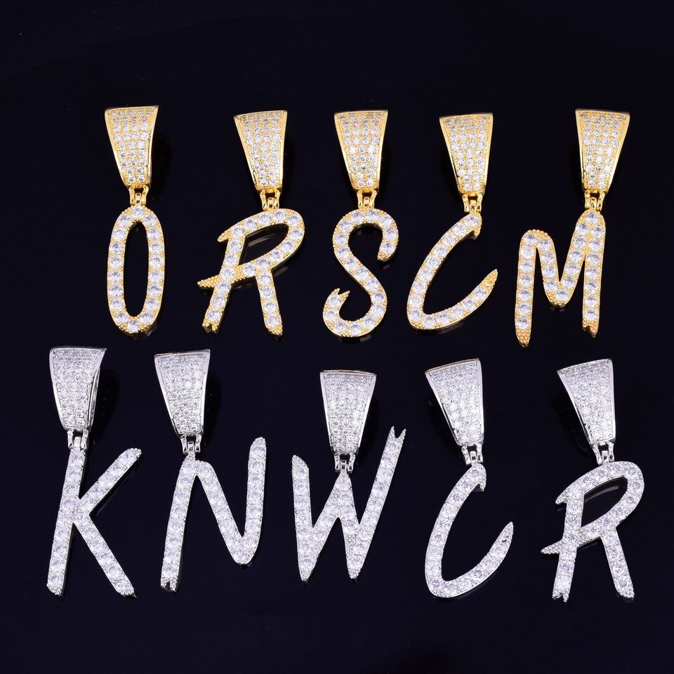 Tennis Chain Necklace with Letters - 5