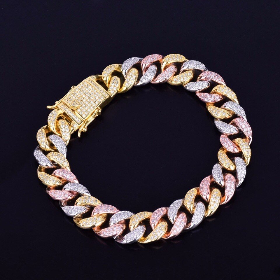 Bracelet Chaîne Cubaine Multicolore 12MM - 4