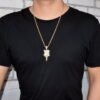 Collier avec pendentif rose pour hommes orné de zircon cubique - 5
