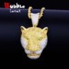 Gold Leopard Head Pendant with Zircon - 1