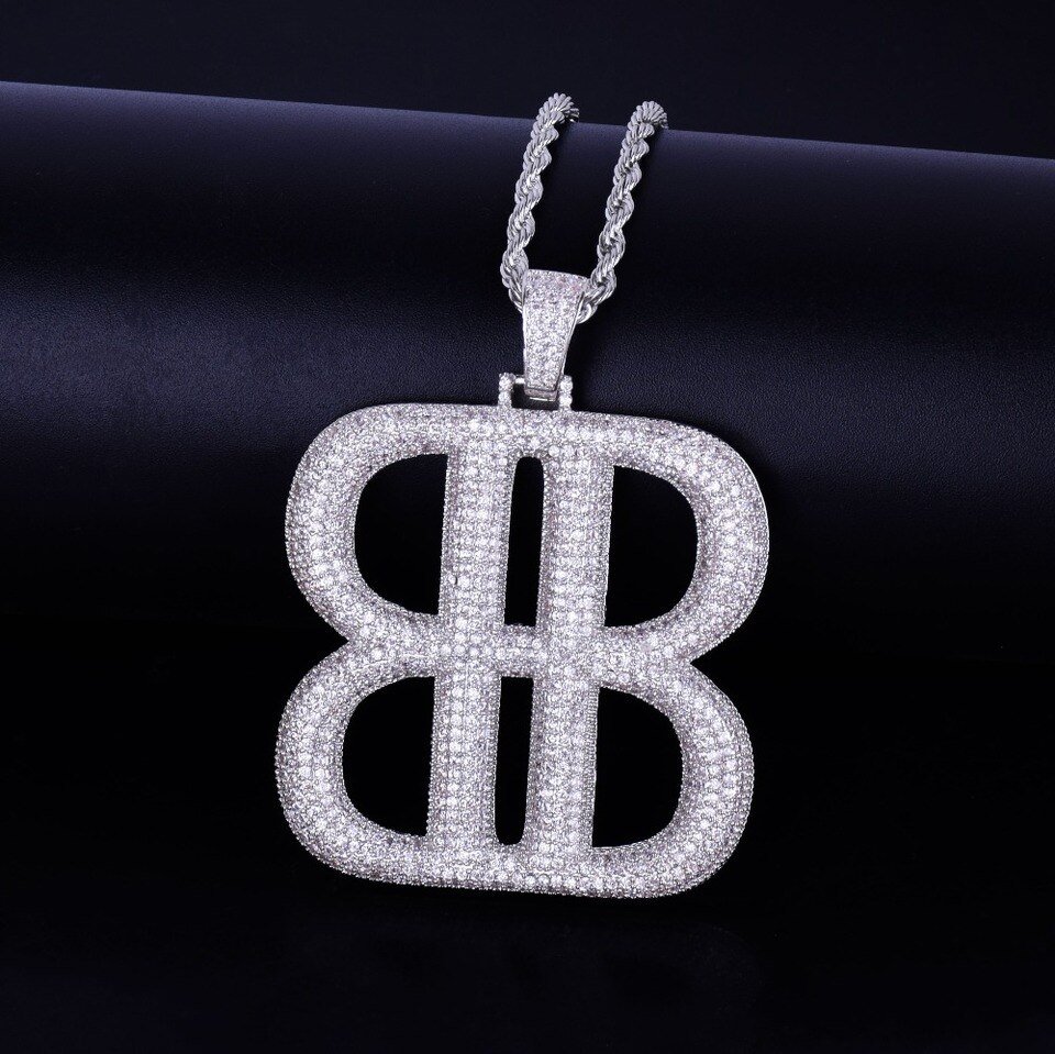 Pendentif Double B en Zircon - 4