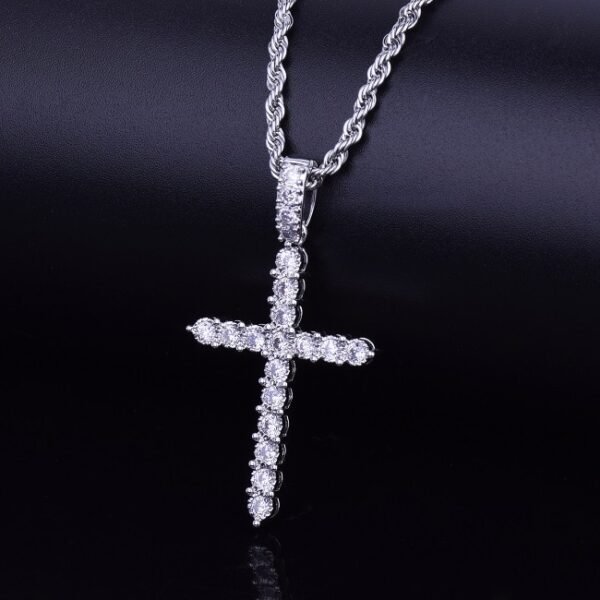 Pendentif Croix Dorée en Zircon Cubique - 5