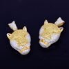 Gold Leopard Head Pendant with Zircon - 3