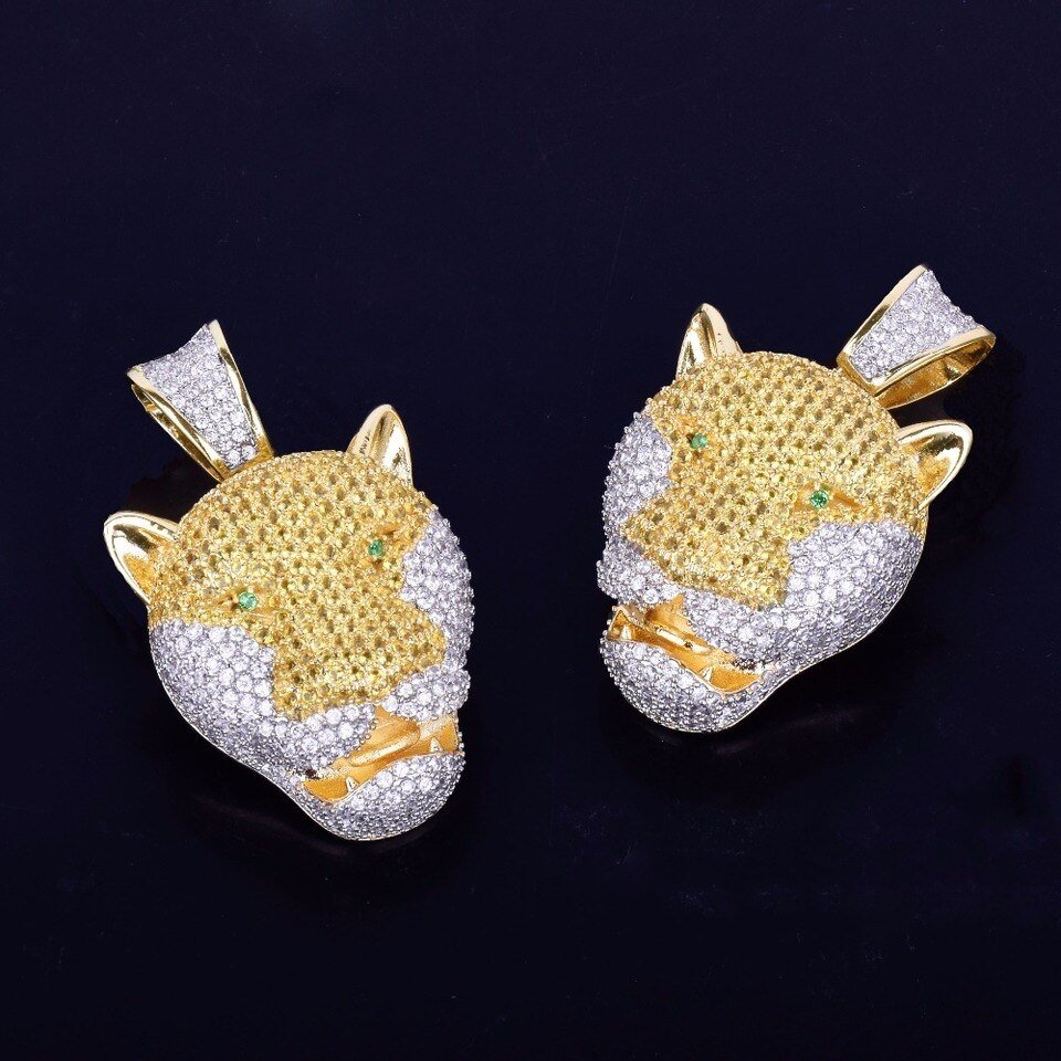 Gold Leopard Head Pendant with Zircon - 3