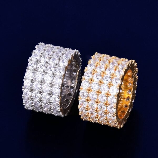 Bague solitaire quatre rangs pour hommes