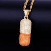 Gold Pill Necklace with Zircon - 3