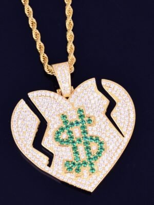 Broken Heart Dollar Symbol Pendant