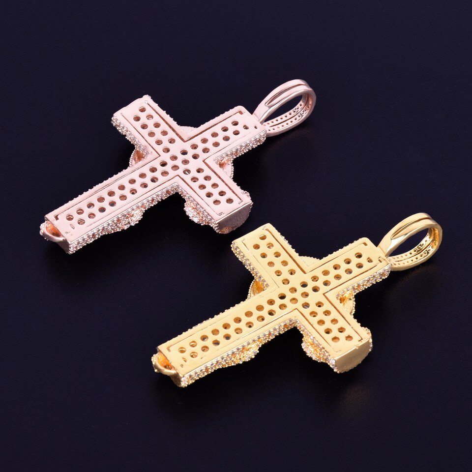 Gold Snake Cross Necklace with Zircon - 2