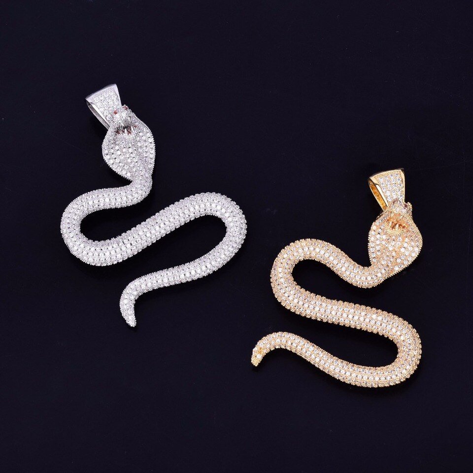 Gold Snake Necklace with Zircon - 3