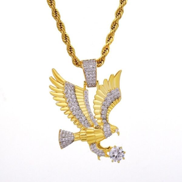 Collier avec pendentif aigle pour hommes orné de zircon cubique - 3