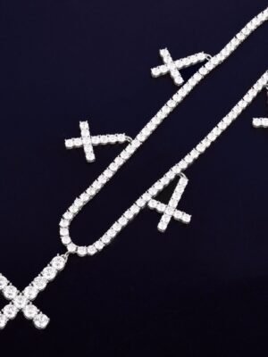 Gold Cross Pendant Necklace with Zircon