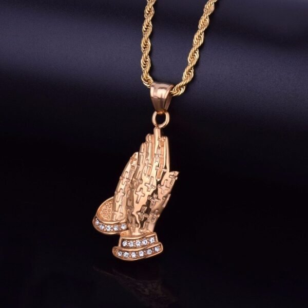 Pendentif Mains en Prière en Acier Inoxydable - 6
