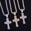 Pendentif Croix avec Tête de Lion Dorée - 2