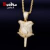 Collier avec pendentif rose pour hommes orné de zircon cubique - 1