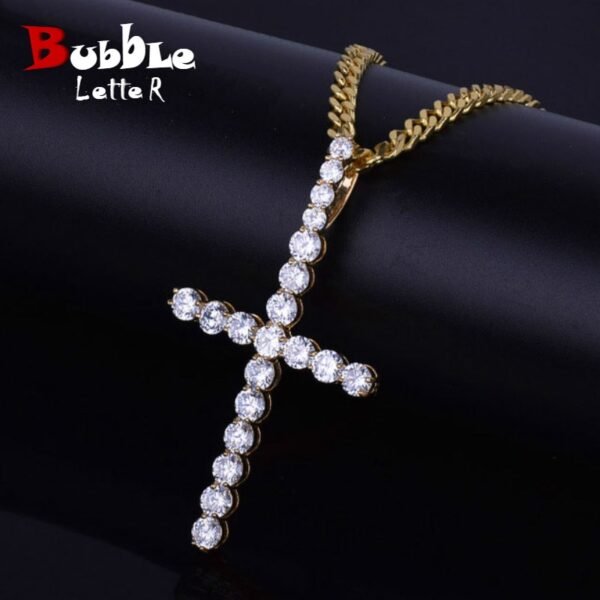 Pendentif Croix Zircon Doré - 1