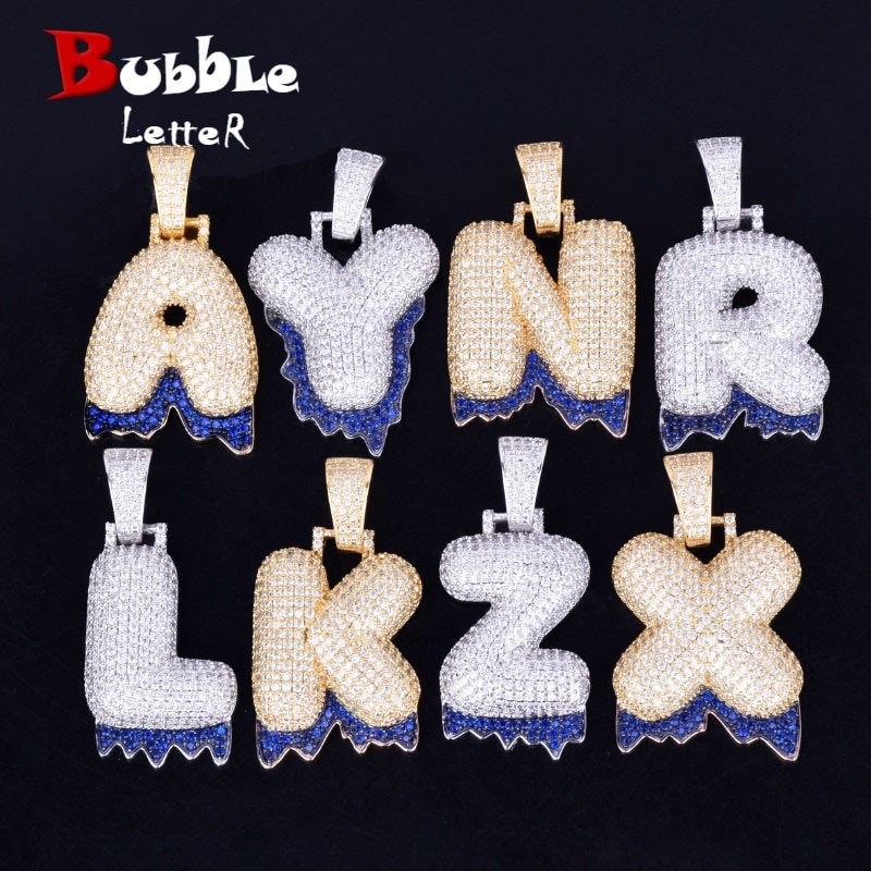Dripping Blue Letter Necklace - 2