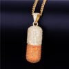 Gold Pill Necklace with Zircon - 8