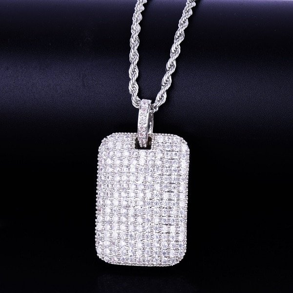 Collier Pendentif Carré en Zircon pour Hommes - 4