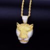 Gold Leopard Head Pendant with Zircon