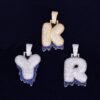 Collier lettre égouttant bleu - 5