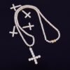 Collier pendentif croix dorée en zircon pour homme - 3