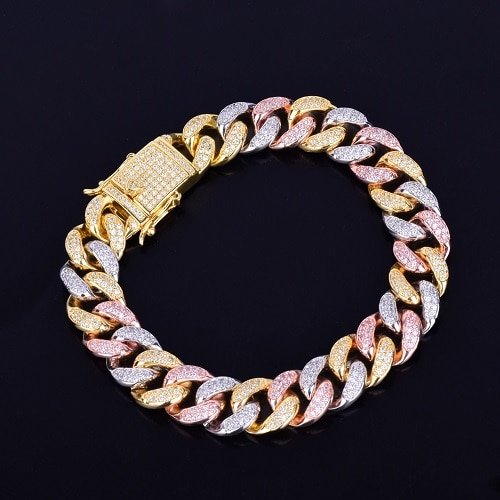 Bracelet Chaîne Cubaine Multicolore 12MM - 1