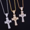 Pendentif Croix avec Tête de Lion Dorée - 4