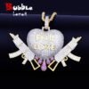 Gold Heart Gun Pendant Necklace - 1