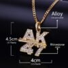 Gold Rhinestone AK47 Necklace - 4