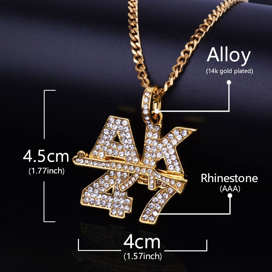 Collier AK47 Doré Rhinestone - 4