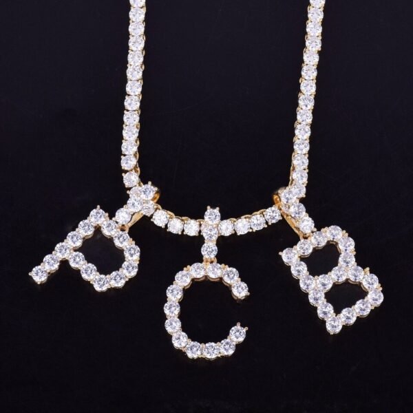 Collier & Pendentif Lettres en Zircon - 3