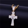 Pendentif Croix avec Tête de Lion Dorée - 5