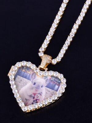 Gold Heart Photo Pendant