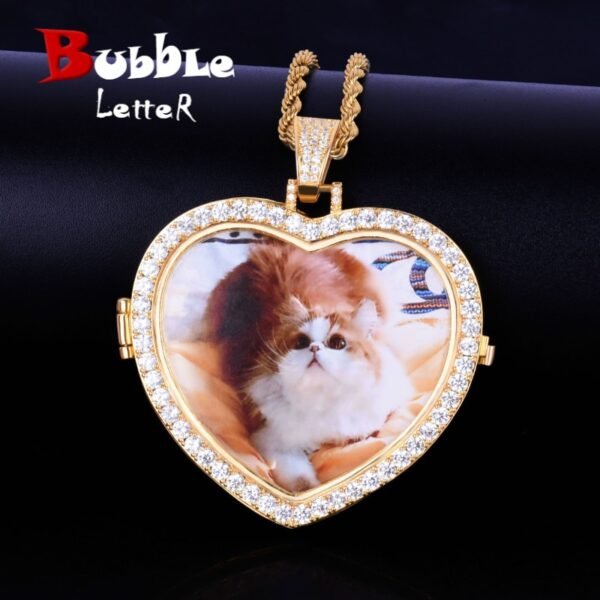 Collier pendentif photo en projection de cœur - 1