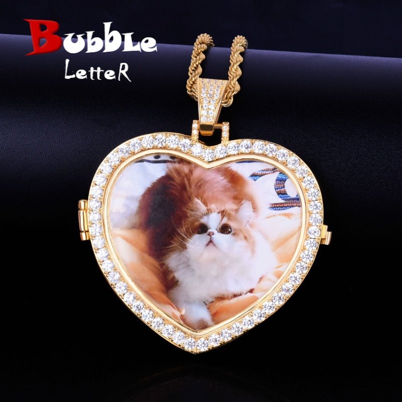 Heart Projection Photo Pendant Necklace - 1