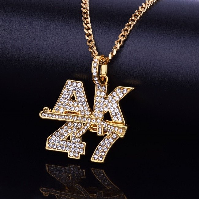 Collier AK47 Doré Rhinestone - 1