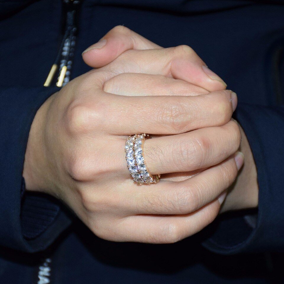 Gold Puffy Letter Tennis Ring - 6