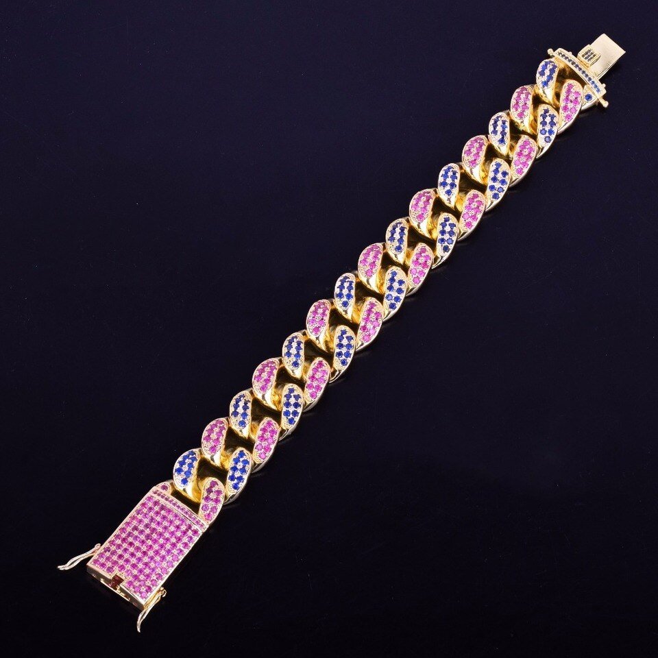 Bracelet Miami cubain zircon coloré