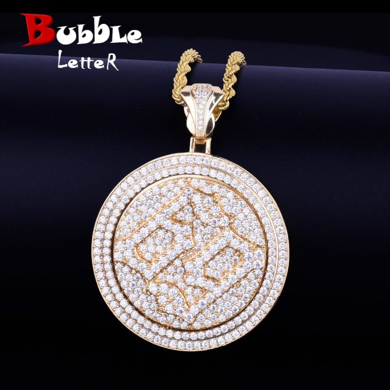Rotating Zircon Pendant Necklace - 1