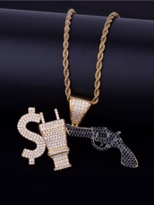 Dollar & Gun Pendant Necklace