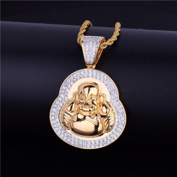 Pendentif Bouddha Doré en Zircon Cubique - 2